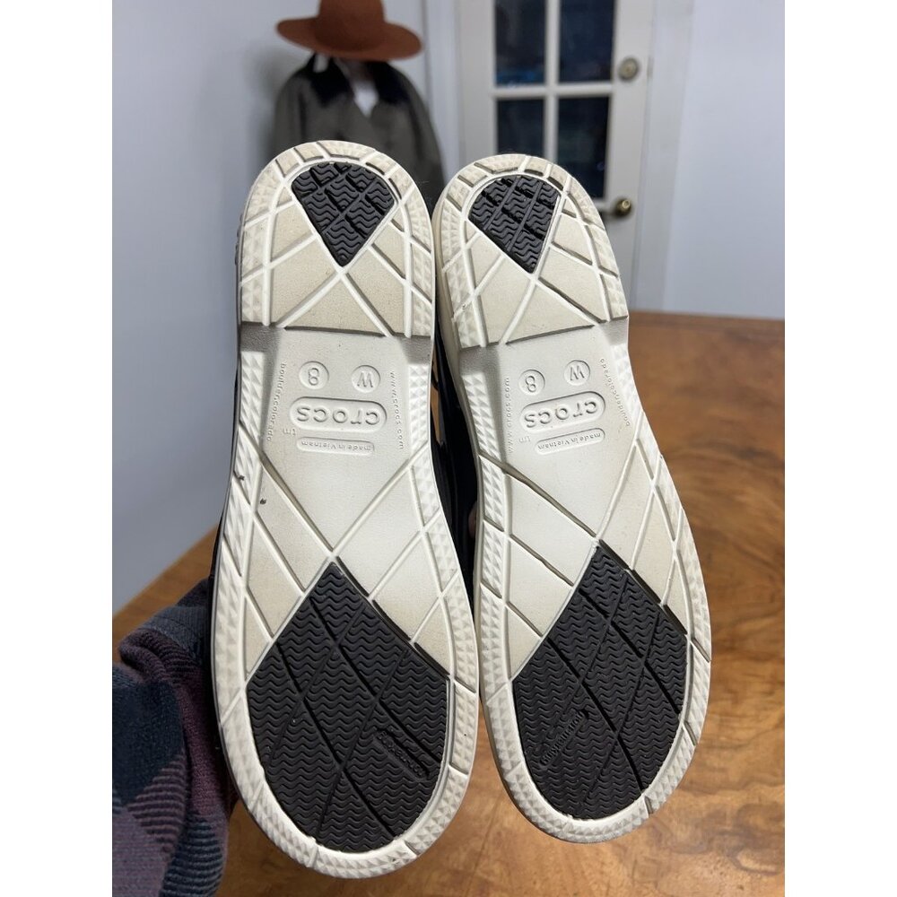 Crocs Beach Line Boat Shoes Women’s 8 Brown Ivory Slip On Nautical Water Loafers - Picture 9 of 9